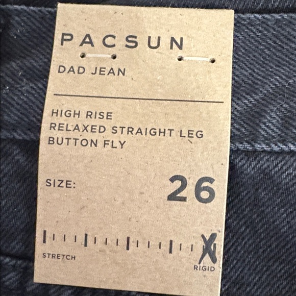 PacSun Dad Jeans 26 Short Black High Rise Straight Leg NWT Raw Hem - Picture 7 of 13